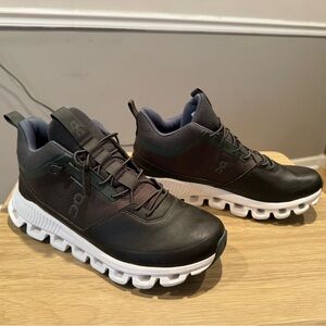 On Running Woman Dark Green and White Shoes.